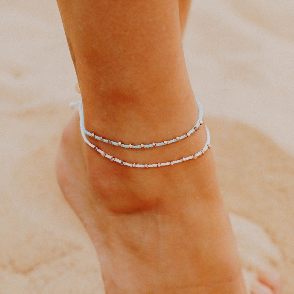 NWT Pura Vida Rose Gold Stitched Beaded Anklet